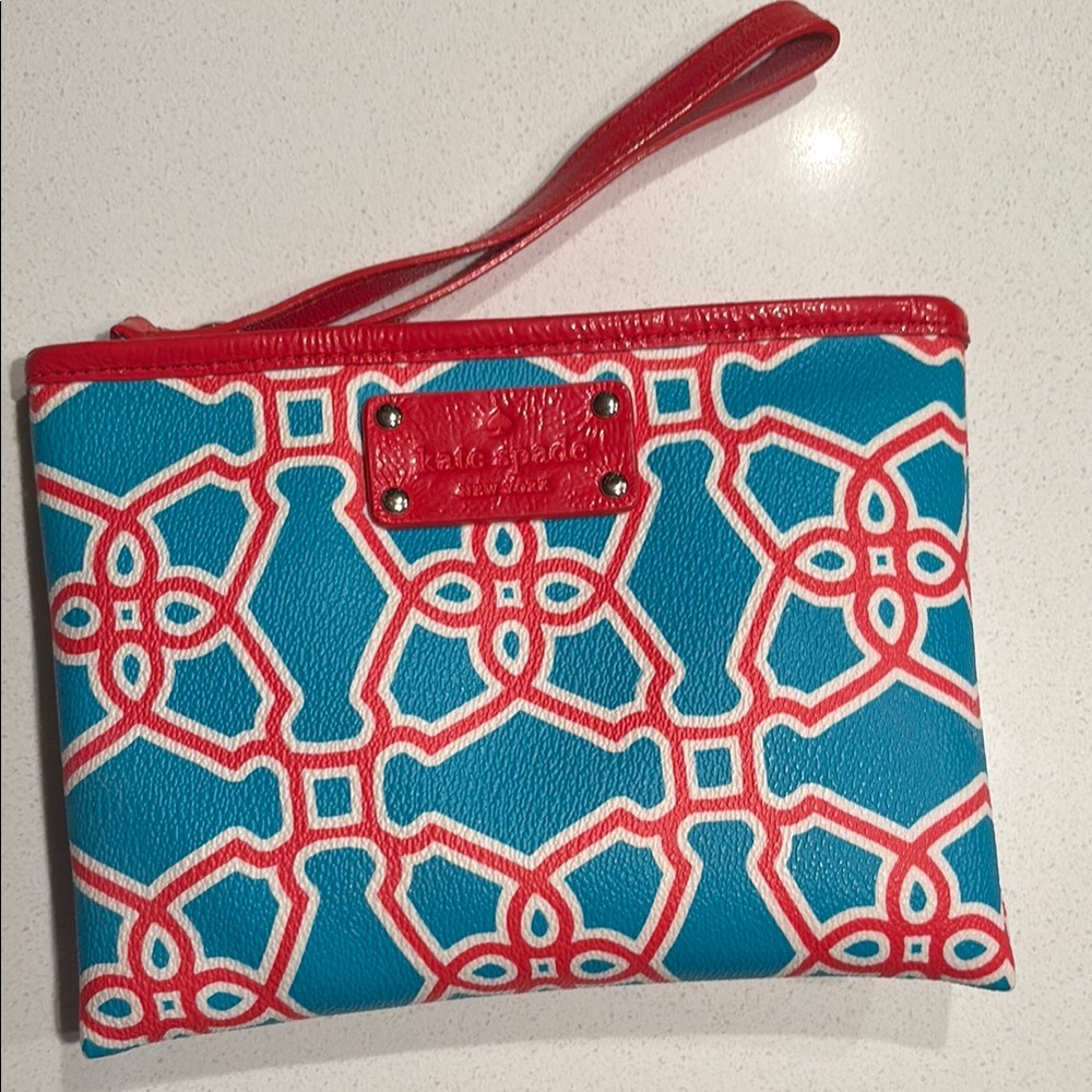 Kate Spade Red and Blue Geometric Clutch